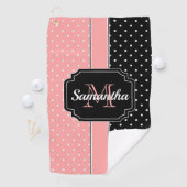 rosa und schwarze Punkte Golfhandtuch (Insitu)