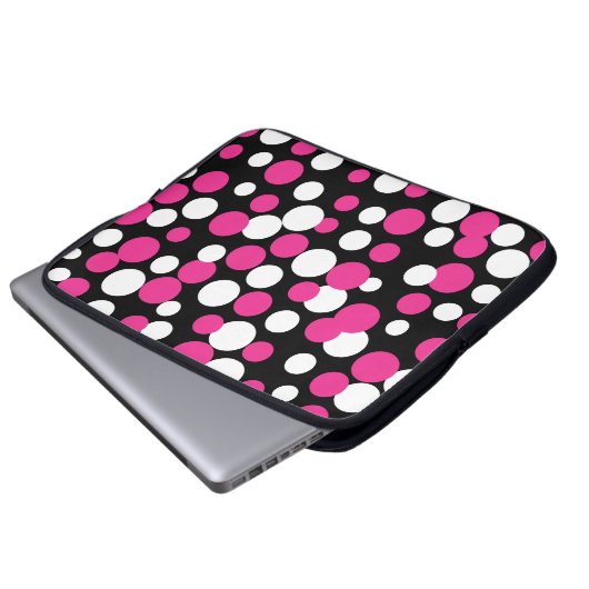 Rosa und schwarze Punkte - Laptop-Sieb Laptopschutzhülle (Vorne Knopf)