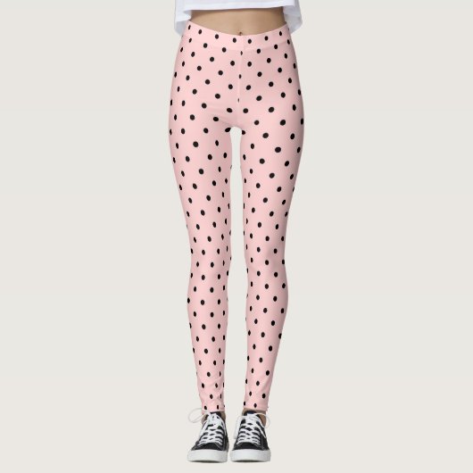 rosa und schwarze Punkte Leggings (Vorderseite)
