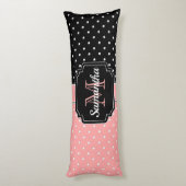 rosa und schwarze Punkte Seitenschläferkissen (Rückseite (Vertikal))