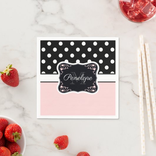 rosa und schwarze Punkte Serviette (Beispiel)