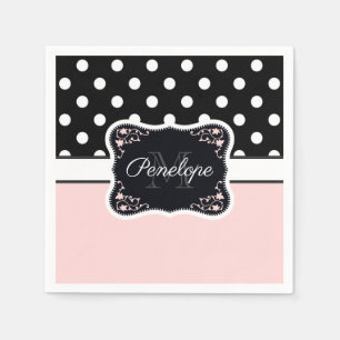 rosa und schwarze Punkte Serviette