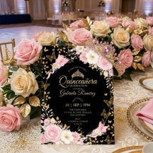 Rosa und schwarze Quinceañera goldene Rosen