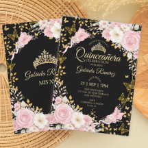 Rosa und schwarze Quinceañera goldene Rosen