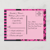 Rosa und schwarze R.S.V.P.-Karte Einladungspostkarte (Rückseite)