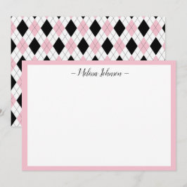 Rosa und schwarze Raute Personalisiert Mitteilungskarte