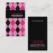 Rosa und schwarze Rauten-Geschäfts-Karten Visitenkarte (Vorne/Hinten)