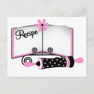 Rosa und schwarze Rezeptkarte Postkarte