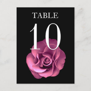 Rosa und schwarze Rose Bankett Tischnummer Karte