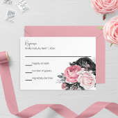 Rosa und schwarze Rose Hochzeitskarte RSVP