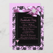 Rosa und schwarze Rose Junggeselinnen-Abschied lad Einladung (Vorne/Hinten)