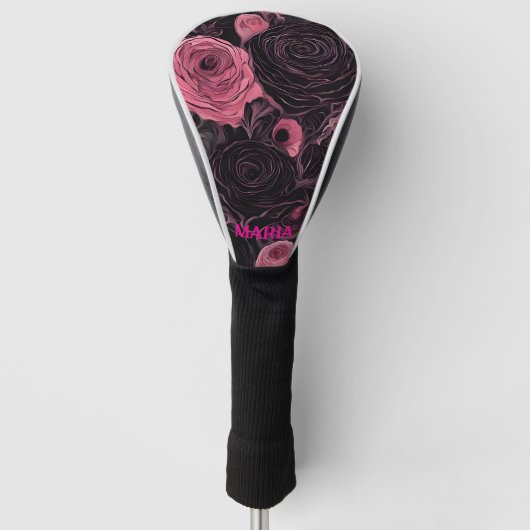 Rosa und schwarze Rose kommen Golf Headcover (Vorderseite)