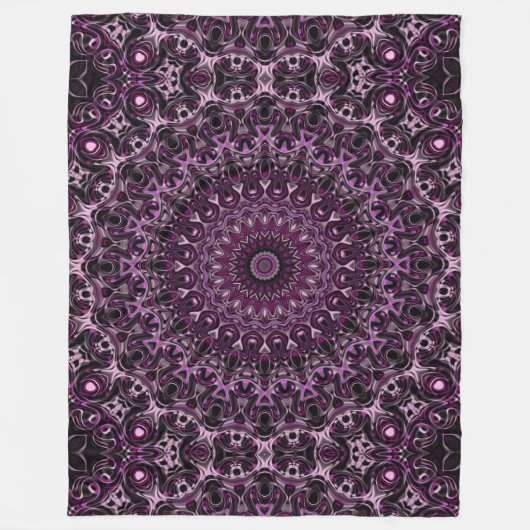 Rosa und schwarze Rose Mandala mit Blumengeometrie Fleecedecke (Vorderseite)