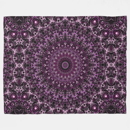 Rosa und schwarze Rose Mandala mit Blumengeometrie Fleecedecke (Vorderseite (Horizontal))