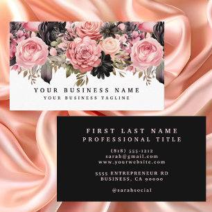 Rosa und schwarze Rosen Blumen Visitenkarten Visitenkarte