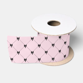 Rosa und schwarze Schleifen-Geschenkverpackung Satinband