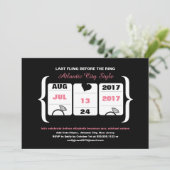 Rosa und schwarze Schlitzmaschine Bachelorett Einladung (Stehend Vorderseite)