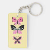 Rosa und schwarze Schmetterlinge Schlüsselanhänger (Rückseite)