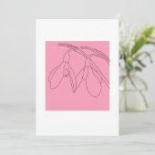 Rosa und schwarze Schneeglöckchenblume Einladung (Stehend Vorderseite)
