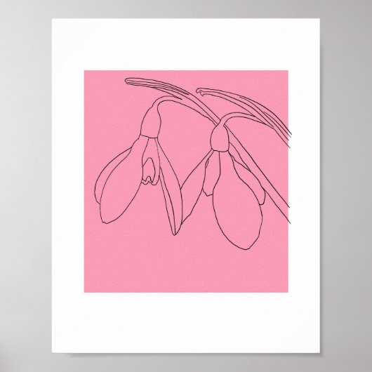 Rosa und schwarze Schneeglöckchenblume Poster (Vorne)