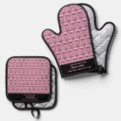 Rosa und schwarze Silhouette Küche Magier Ofenhandschuh & Topflappen-Set (Vorderseite/Rückseite)