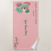 Rosa und schwarze Sommer Junggeselinnen-Abschied Strandtuch (Vorderseite)