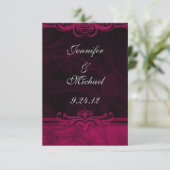 Rosa und schwarze Spitzen-Hochzeit speichern Sie d Save The Date (Stehend Vorderseite)