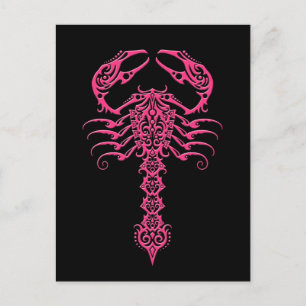 Rosa und schwarze Stammeskorpion Postkarte