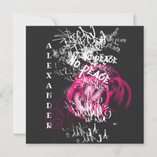 Rosa und schwarze Street Art Graffiti Flat Card