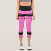 Rosa und schwarze Streifen Capri Leggings (Vorderseite)