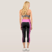 Rosa und schwarze Streifen Capri Leggings (Rückseite)