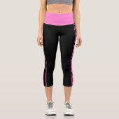 Rosa und schwarze Streifen Capri Leggings (Vorderseite)