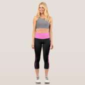 Rosa und schwarze Streifen Capri Leggings (Vorderseite)