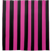 Rosa und schwarze Streifen Duschvorhang (Vorderseite)