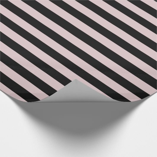 Rosa und schwarze Streifen Geschenkpapier (Ecke)