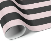 Rosa und schwarze Streifen Geschenkpapier (Rolleneckpunkt)