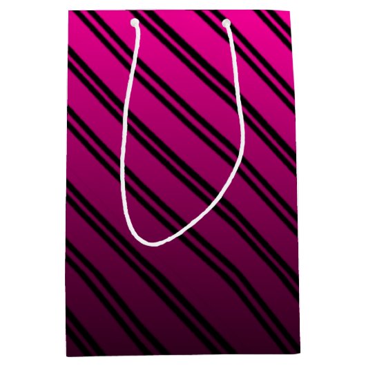 Rosa und schwarze Streifen mit schwarzen Streifen Mittlere Geschenktüte (Vorderseite)