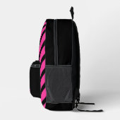 Rosa und schwarze Streifen Modernes Monogramm-Pick Bedruckter Rucksack (Rechts)