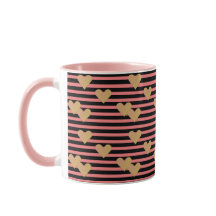 Rosa und schwarze Streifen Valentine Tasse