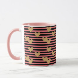 Rosa und schwarze Streifen Valentine Tasse