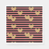 Rosa und schwarze Streifen Valentinpapier Serviette (Vorderseite)