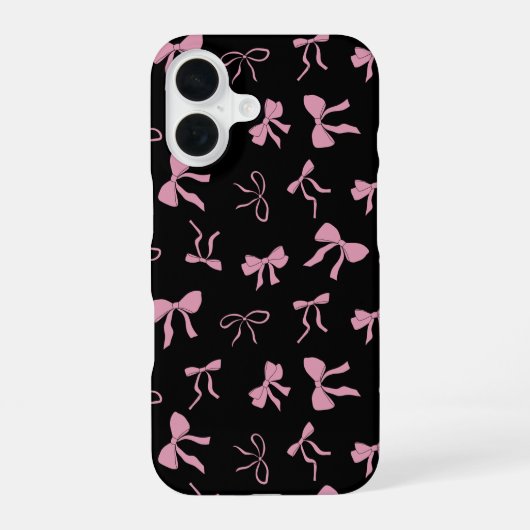 Rosa und schwarze süße Schleifen iPhone 16 Hülle (Rückseite)