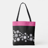 Rosa und schwarze Tasche mit weißer Blume (Rückseite)