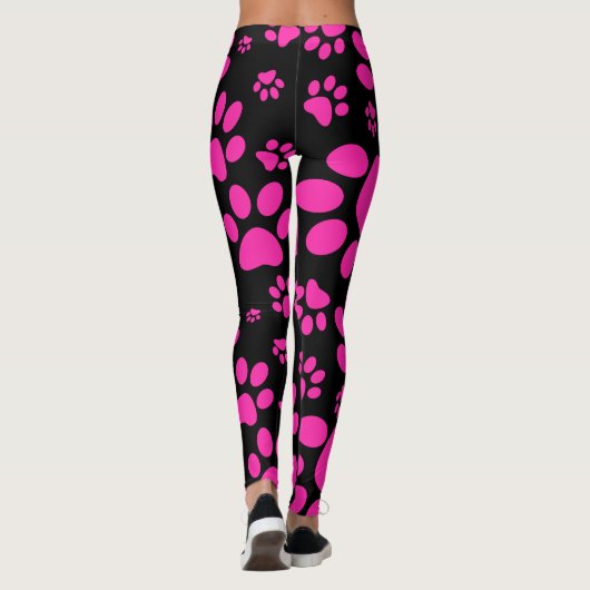 Rosa und schwarze Tatze-Drucke Leggings (Rückseite)