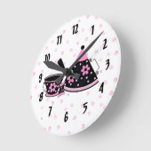 Rosa und schwarze Teekanne-Küchen-Uhr Runde Wanduhr (Winkel)