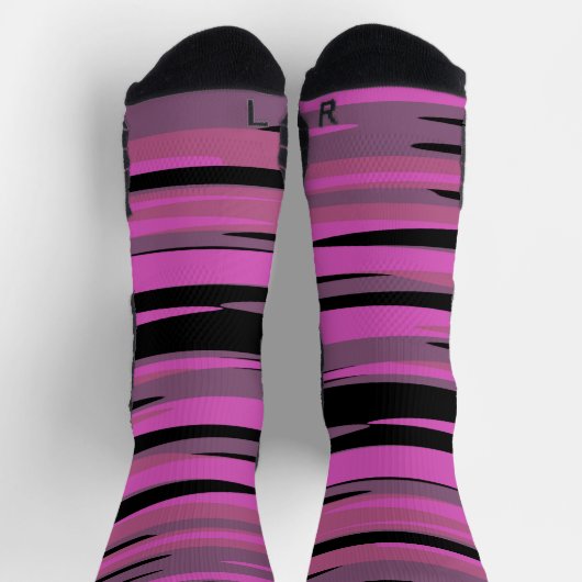 Rosa und schwarze Tiger-Camouflage Socken (Oben)