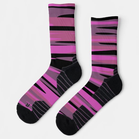 Rosa und schwarze Tiger-Camouflage Socken (Links)