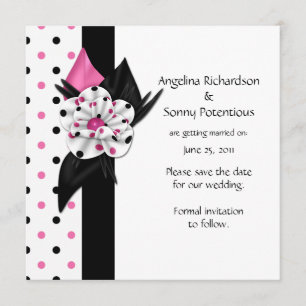 Rosa und schwarze Tupfen Save The Date Einladung