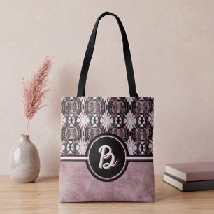 Rosa und schwarze verbindende Mandalas Tasche