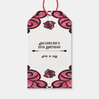 Rosa und schwarze vergitterte Rosenprinzessin Gebu Geschenkanhänger